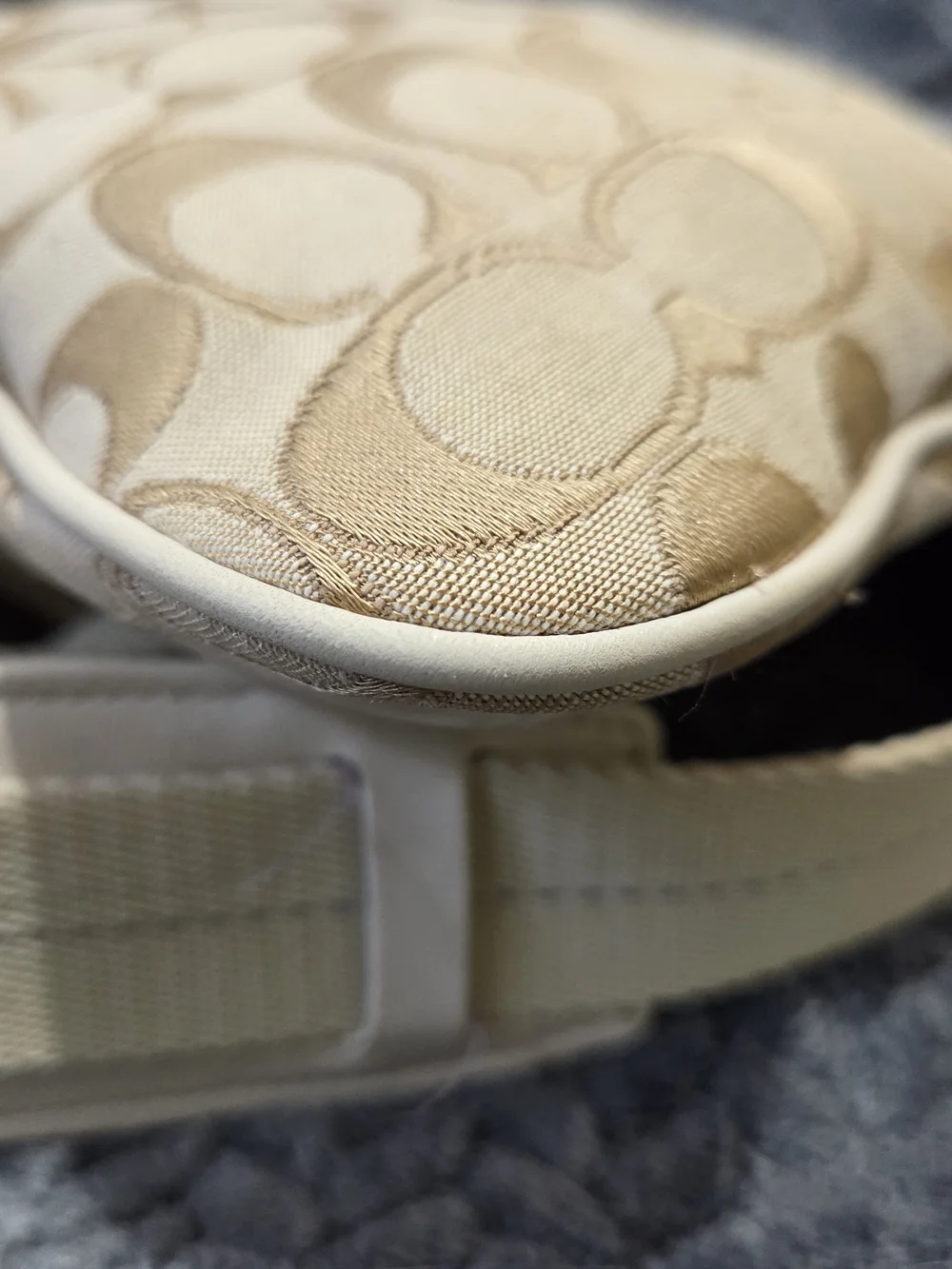 Coach Cream and Beige Cricket Signature Crossbody with Gold Turnlock